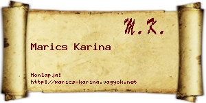 Marics Karina névjegykártya